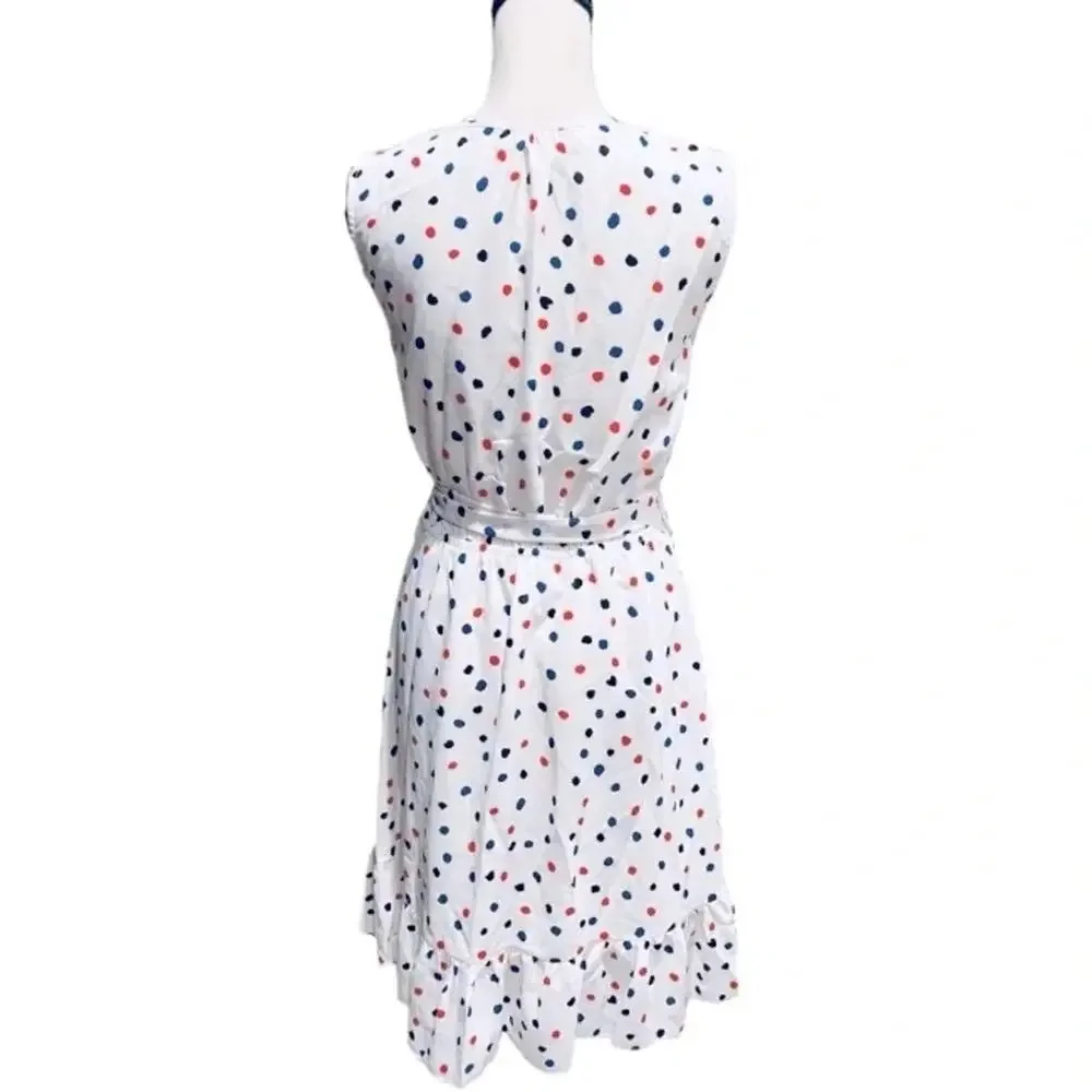 Molly Bracken Veil Print Dress White with Polkadots (black,red,blue) Size S
